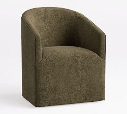 Open Box: Baldwin Upholstered Barrel Back Dining Chair - Rustic Chenille Dark Moss