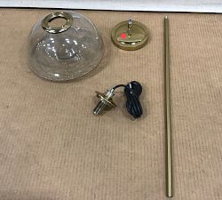 Open Box: Beck Cast Glass Round Pendant, Large (10"Diam.) - Brass, Clear