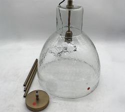Open Box: Bridget Recycled Glass Pendant, Large (17"Diam.) - Tumbled Brass, Clear