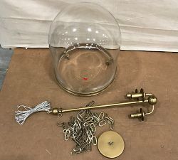 Open Box: Elizabeth Glass Hundi Pendant (15") - Vintage Brass