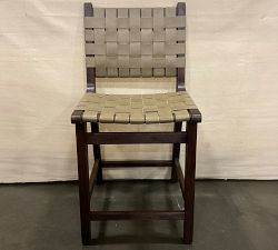Open Box: Fenton Leather Counter Stool (24") - Statesville Pebble, Coffee Bean