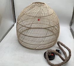 Open Box: Flora Rattan Pendant, Large (23"Dia) - Whitewashed Finish