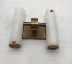 Open Box: Frances Alabaster Double Tube Sconce (22") - Tumbled Brass