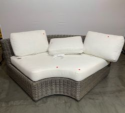 Open Box: Huntington All-Weather Wicker Square Arm Outdoor Wedge Corner with Cushion - Gray