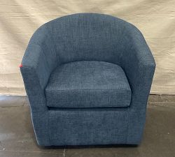 Open Box: Hyde Upholstered Swivel Armchair - Performance Heathered Tweed Indigo