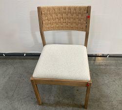 Open Box: Newport Woven Dining Chair - Boucle Oatmeal, Seadrift Finish