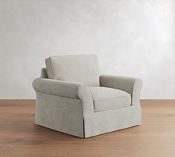 Open Box: PB Comfort Roll Arm Replacement Grand Armchair Slipcover (45") - Performance Heathered Basketweave Dove
