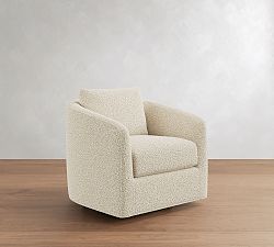 Open Box: Remmy Upholstered Petite Swivel Chair (32") - Luxe Boucle Ivory
