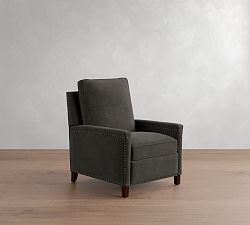 Open Box: Tyler Square Arm Leather Tall Recliner with Nailheads (41") - Mason Pebble Graphite, Espresso
