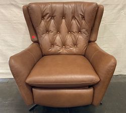Open Box: Wells Tufted Leather Swivel Recliner - Vintage Caramel, Bronze