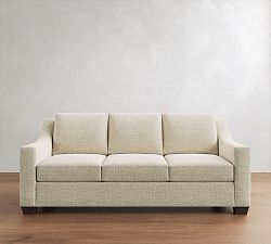Open Box: York Slope Arm Sofa (81"), 3X3, High Performance Contract Grade Cushions - Basketweave Slub Oatmeal, Espresso