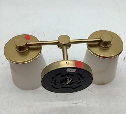 Open Box: Hayes Double Sconce (15") - Vintage Brass, Alabaster