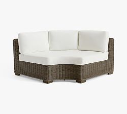 Open Box: Huntington All-Weather Wicker Square Arm Outdoor Wedge Corner with Cushion - Gray