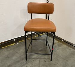 Open Box: Maison Leather Counter Stool (24") - Statesville Caramel, Antique Bronze