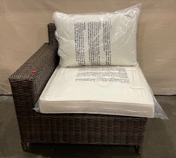 Open Box: Torrey Wicker Square Arm Outdoor Left-Arm Chair with Cushion - Natural, Espresso