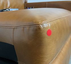 Open Box: Turner Square Leather Right Arm Power Recliner - Signature Maple