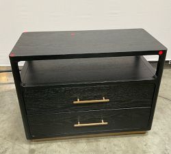 Open Box: Woodbury Nightstand (36") - Black Finish, Rustic Gold Hardware