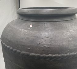 Open Box: Sienna Fiber Stone Outdoor Planter, Tall Urn (23"D x 30"H) - Charcoal