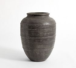 Open Box: Sienna Fiber Stone Outdoor Planter, Tall Urn (23"D x 30"H) - Charcoal