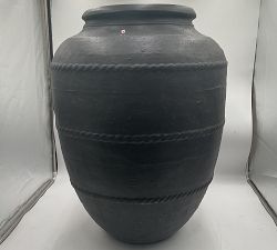 Open Box: Sienna Fiber Stone Outdoor Planter, Tall Urn (23"D x 30"H) - Charcoal