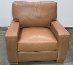 Open Box: Turner Square Arm Leather Armchair without Nailheads, Small (37") - Churchfield Camel, Seadrift Finish