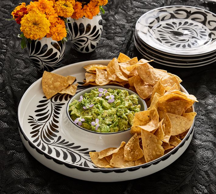 希少　 ★ポッタリーバーン／Pottery Barn★ ピザ皿 Puebla Porcelain Chip & Dip Server | Pottery Barn