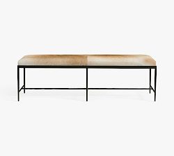 Open Box: Sedona Leather Bench (60") - Hair on Hide, Antique Brown