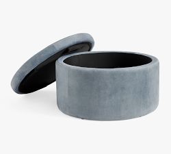 Presley Round Leather Storage Ottoman (33")