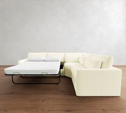 Westwood Slim Arm Deep Seat Slipcovered 3-Piece Wedge Sleeper Sectional (129")