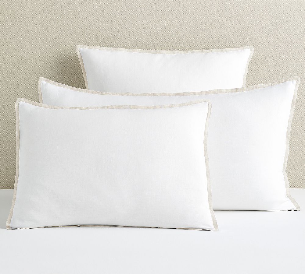 Belgian Flax Linen Contrast Flange Sham by Pottery Barn