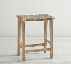 Fenton Woven Backless Leather Bar &amp; Counter Stools