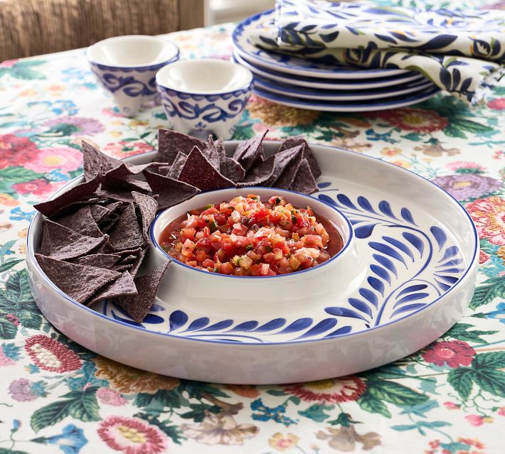 希少　 ★ポッタリーバーン／Pottery Barn★ ピザ皿 Puebla Porcelain Chip & Dip Server | Pottery Barn