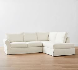 PB Comfort Roll Arm Slipcovered Return Bumper Sectional (124")