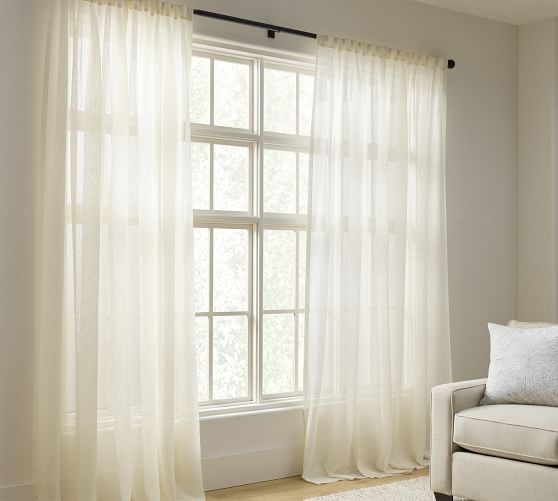 Custom Emery Linen Sheer Drape - Ivory by Pottery Barn