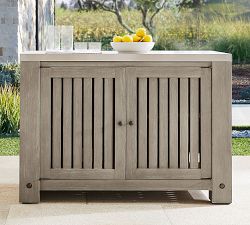 Abbott Outdoor Acacia Kitchen Convertable Refrigerator &amp; Double Door Cabinet (82")