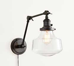 Schoolhouse Glass Plug-In Articulating Sconce (16'')