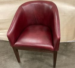 Open Box: Baldwin Leather Dining Arm Chair with Wood Base - Legacy Merlot, Tahoe Brown