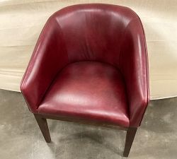 Open Box: Baldwin Leather Dining Arm Chair with Wood Base - Legacy Merlot, Tahoe Brown