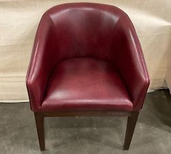 Open Box: Baldwin Leather Dining Arm Chair with Wood Base - Legacy Merlot, Tahoe Brown