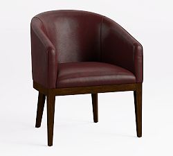 Open Box: Baldwin Leather Dining Arm Chair with Wood Base - Legacy Merlot, Tahoe Brown