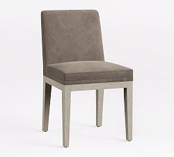 Open Box: Jake Leather Dining Chair - Gravel Pewter, Blackened Oak