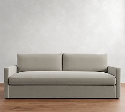 Open Box: Westwood Petite Slim Square Arm Grand Sofa with Bench Cushion - Performance Brushed Heathered Weave Dove
