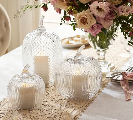 LoveShackFancy Glass Pumpkin Hurricane by Pottery Barn