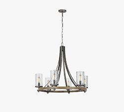 Steffens Iron &amp; Textured Glass Chandelier (24"-48")