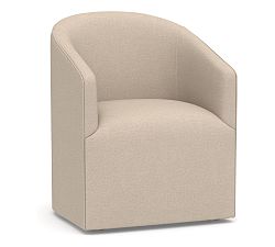 Open Box: Baldwin Upholstered Barrel Back Dining Armchair - Performance Rustic Linen Parchment