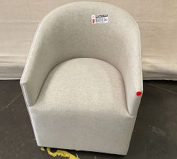 Open Box: Baldwin Upholstered Barrel Back Dining Armchair - Performance Rustic Linen Parchment