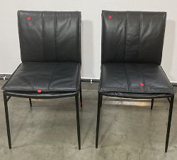 Open Box: Eugina Leather Dining Chairs, Set of 2 - Black, Black