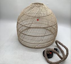 Open Box: Flora Rattan Pendant, Large (23"Diam.) - Whitewashed