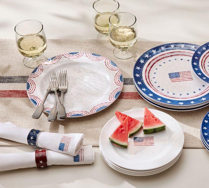 Cabana Americana Outdoor Melamine Dinner Plates - Set of 4