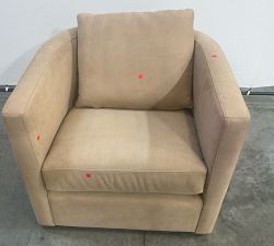 Open Box: Ayden Barrel Arm Leather Swivel Chair (32") - Nubuck Wheat